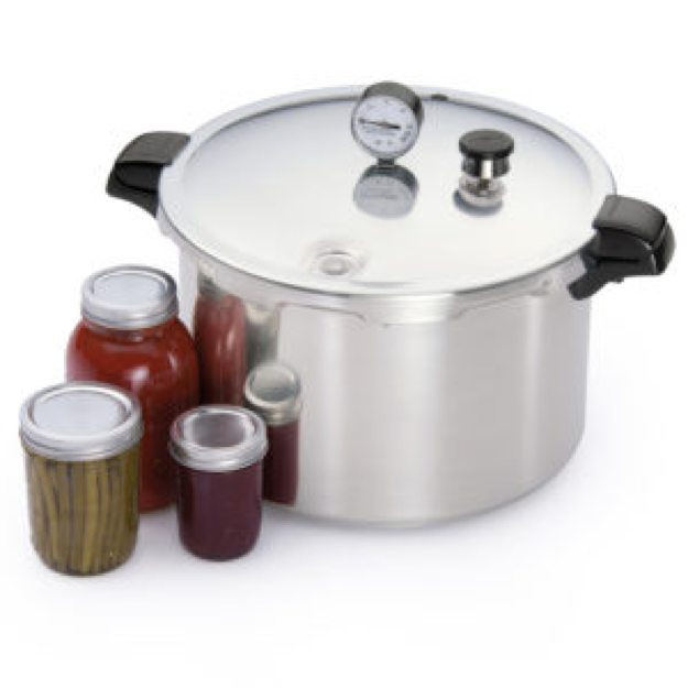 Pressure Canner with pickled beans, jelly & Tomatoes