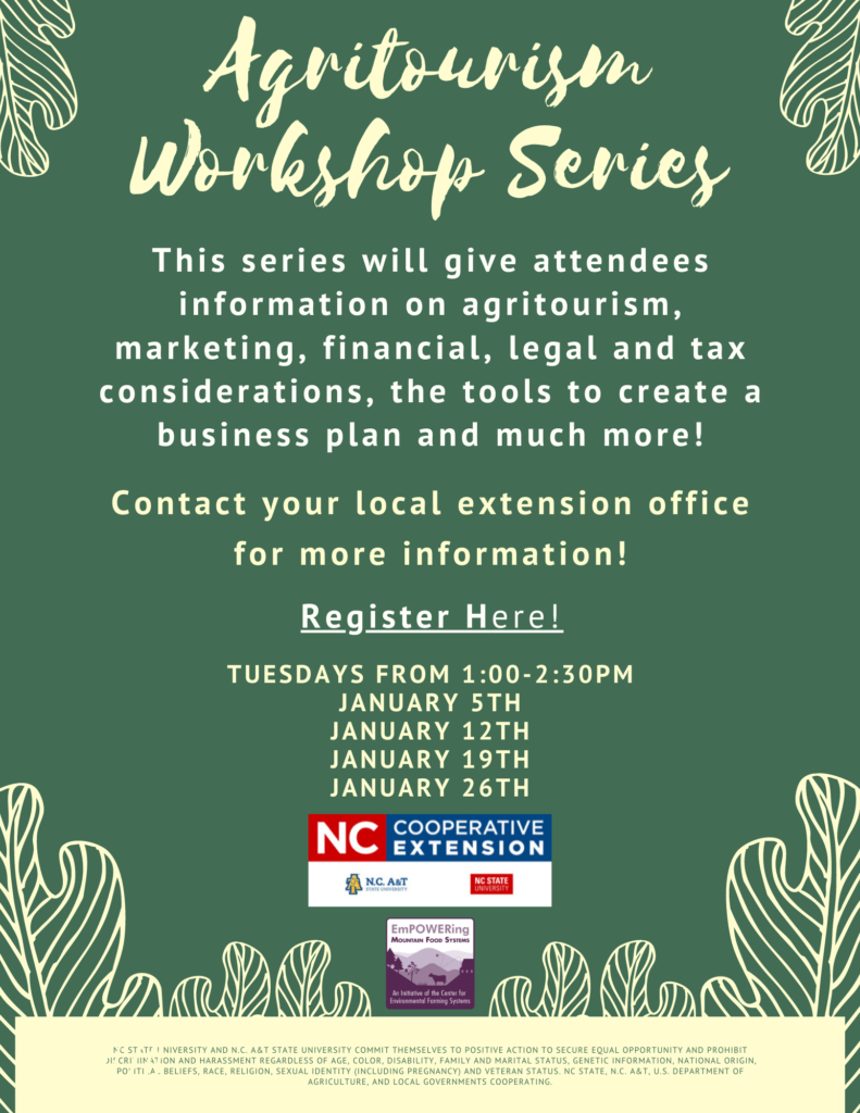 Agritourism Workshop Series flyer