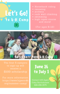 Cover photo for Haywood 4-H Will Attend 4-H Camp at Betsy Jeff Penn