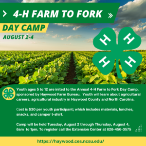 Cover photo for 4-H Farm to Fork Day Camp