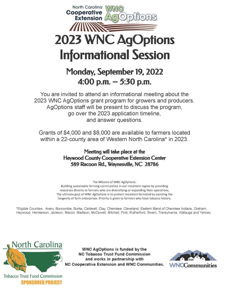 AgOptions Information Session Flyer