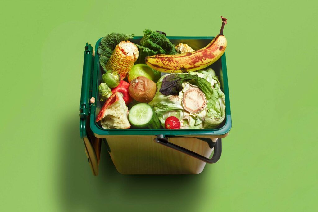 Garbage Bin filled with vegetable waste