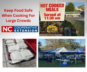 Hot Cooked Meals sign, foam take out boxes, meal service tent, Keep Food Safe when cooking for large crowds