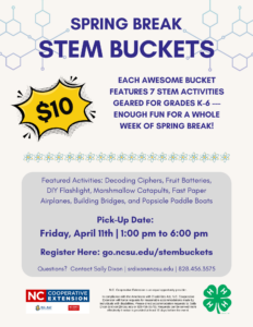 Cover photo for Spring Into STEM With 4-H’s Spring Break STEM Buckets!