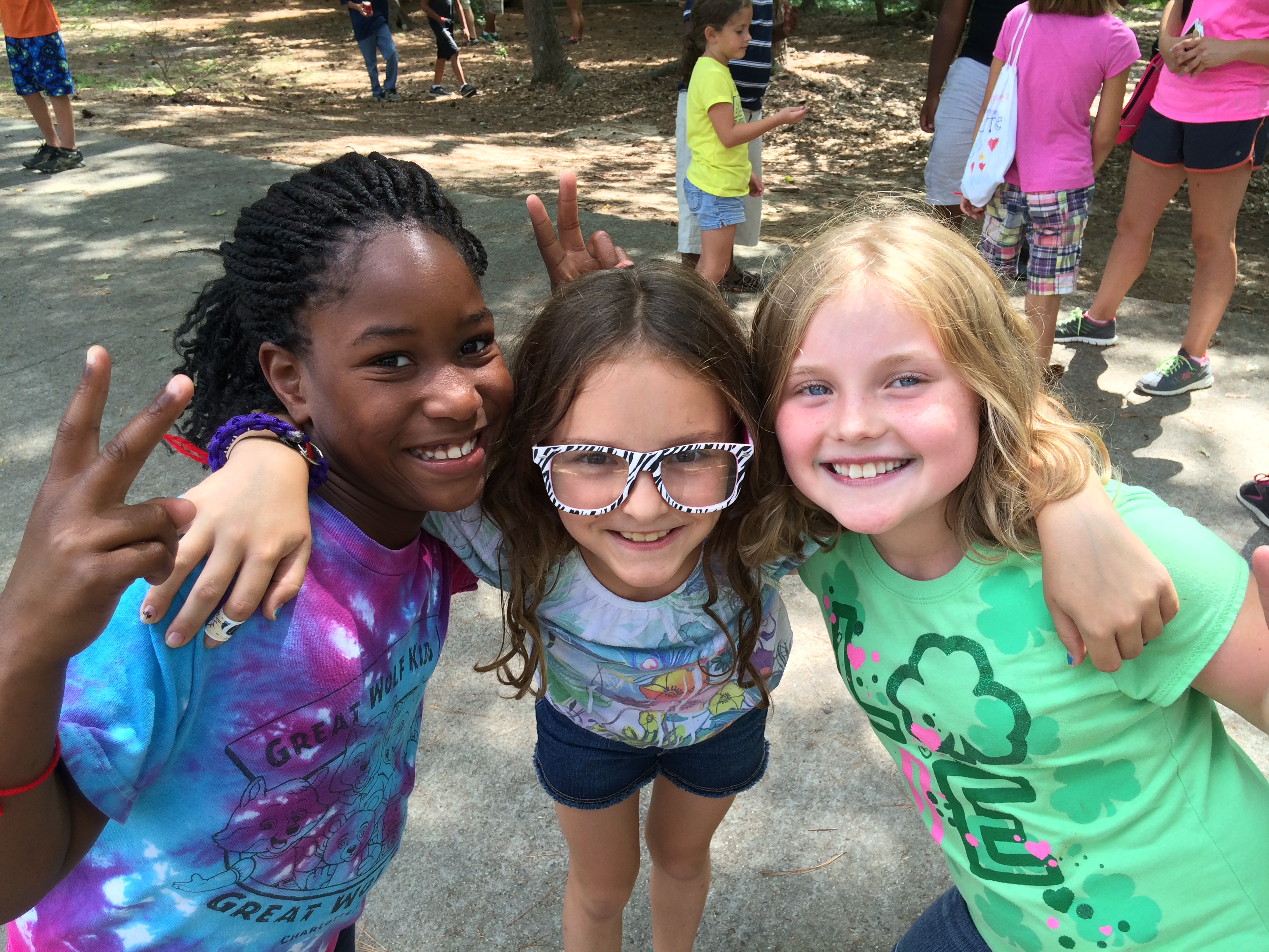 Three girls in 4-H pose together.