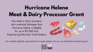 Cover photo for Hurricane Helene Meat & Dairy Processor Grant