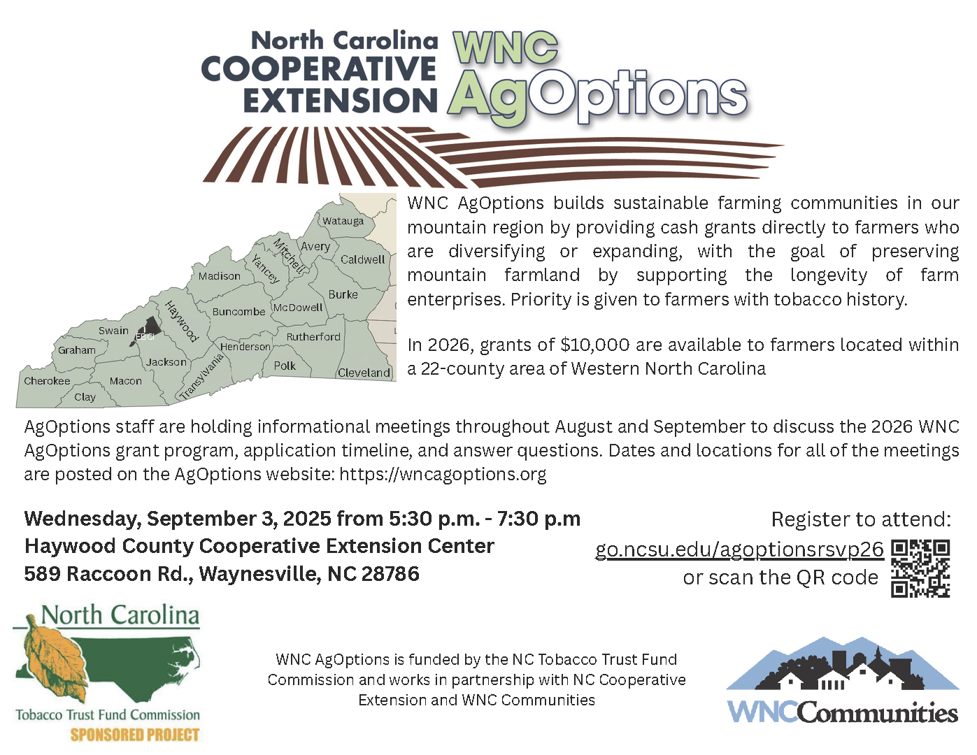 WNC Ag Options flyer for information session. All text is included in website post